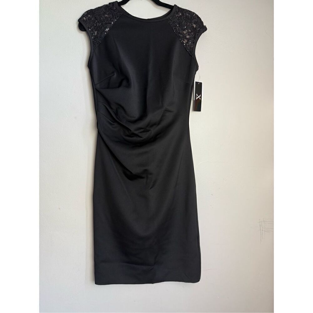 X by Xscape black ruched lace shoulder dress size 10